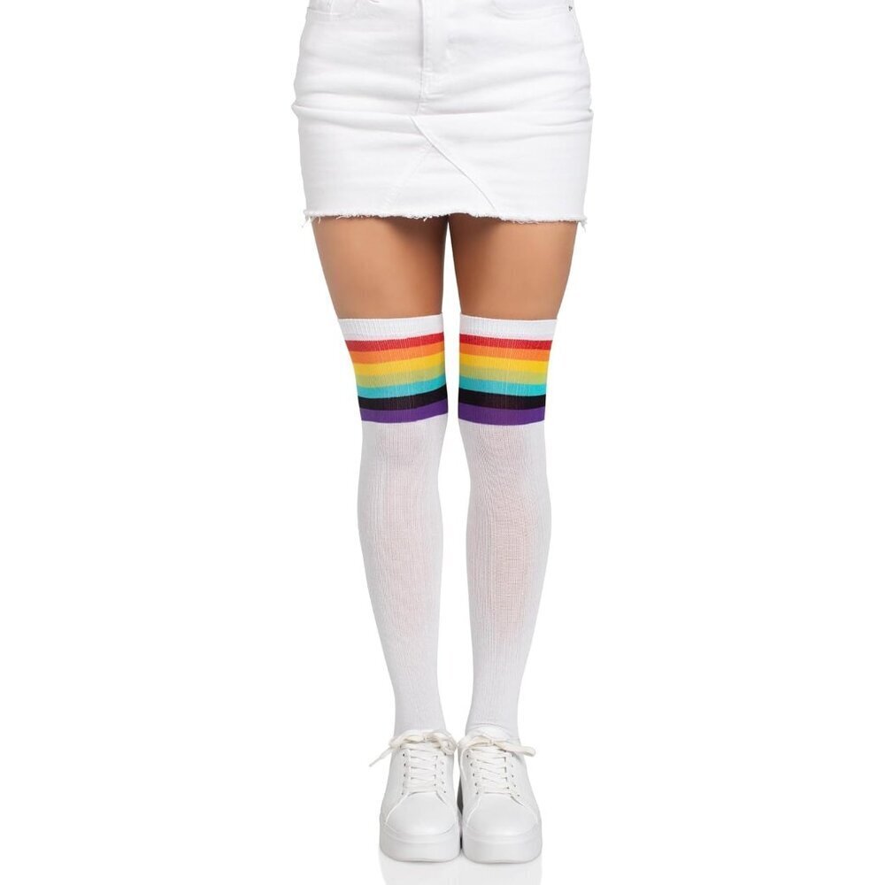 Rainbow Thigh High Socks Womens Multicolor One Size Fashion Hosiery